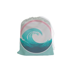 Tidal Wave Ocean Sea Tsunami Wave Minimalist Drawstring Pouch (medium) by uniart180623