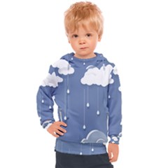 Clouds Rain Paper Raindrops Weather Sky Raining Kids  Hooded Pullover by uniart180623