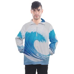 Wave Tsunami Tidal Wave Ocean Sea Water Men s Half Zip Pullover by uniart180623