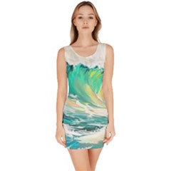 Waves Ocean Sea Tsunami Nautical Painting Bodycon Dress by uniart180623