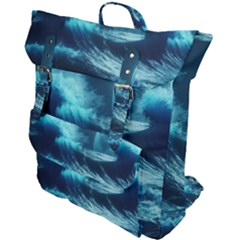 Moonlight High Tide Storm Tsunami Waves Ocean Sea Buckle Up Backpack by uniart180623