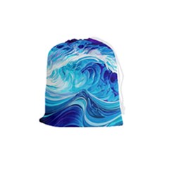 Tsunami Waves Ocean Sea Nautical Nature Water Drawstring Pouch (medium) by uniart180623