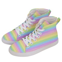 Cute Pastel Rainbow Stripes Men s Hi-top Skate Sneakers by Ket1n9