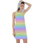 Cute Pastel Rainbow Stripes Racer Back Hoodie Dress