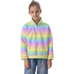 Cute Pastel Rainbow Stripes Kids  Half Zip Hoodie