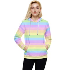 Cute Pastel Rainbow Stripes Women s Lightweight Drawstring Hoodie by Ket1n9