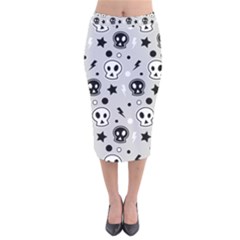 Skull-pattern- Velvet Midi Pencil Skirt by Ket1n9