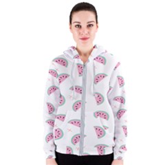 Watermelon Wallpapers  Creative Illustration And Patterns Women s Zipper Hoodie by Ket1n9