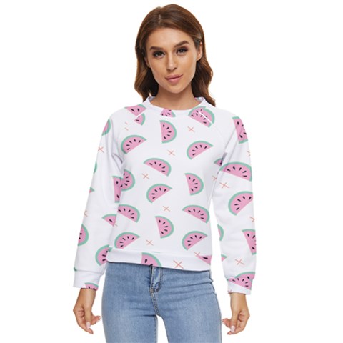 Watermelon Wallpapers  Creative Illustration And Patterns Women s Long Sleeve Raglan T-shirt by Ket1n9