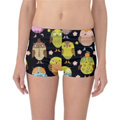 Cute Owls Pattern Boyleg Bikini Bottoms