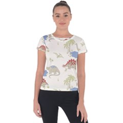 Dinosaur Art Pattern Short Sleeve Sports Top  by Ket1n9