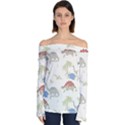 Dinosaur Art Pattern Off Shoulder Long Sleeve Top View1