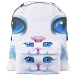 Cute White Cat Blue Eyes Face Giant Full Print Backpack by Ket1n9