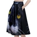 Face Black Cat A-Line Full Circle Midi Skirt With Pocket View2