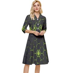 Green Android Honeycomb Gree Classy Knee Length Dress by Ket1n9