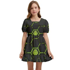 Green Android Honeycomb Gree Kids  Short Sleeve Dolly Dress by Ket1n9