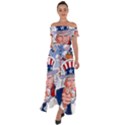 United States Of America Images Independence Day Off Shoulder Open Front Chiffon Dress View1