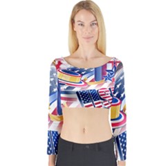 United States Of America Usa  Images Independence Day Long Sleeve Crop Top by Ket1n9