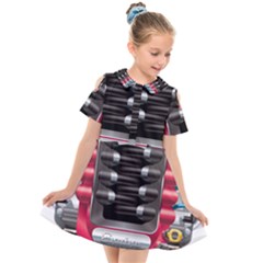 Car Engine Kids  Short Sleeve Shirt Dress by Ket1n9