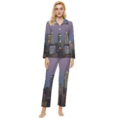 Skyline-city-manhattan-new-york Womens  Long Sleeve Velvet Pocket Pajamas Set by Ket1n9