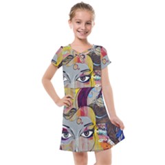 Graffiti-mural-street-art-painting Kids  Cross Web Dress by Ket1n9