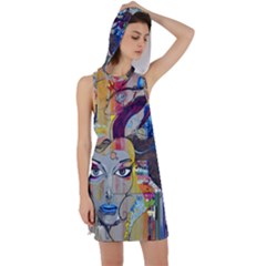 Graffiti-mural-street-art-painting Racer Back Hoodie Dress by Ket1n9