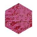 Pink Circuit Pattern Wooden Puzzle Hexagon View1