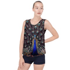 Peacock Bubble Hem Chiffon Tank Top by Ket1n9