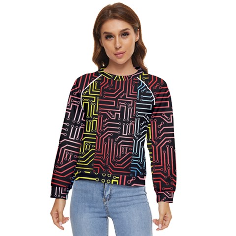 Circuit Board Seamless Patterns Set Women s Long Sleeve Raglan T-shirt by Ket1n9