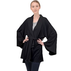 Black Long Sleeve Velvet Kimono 