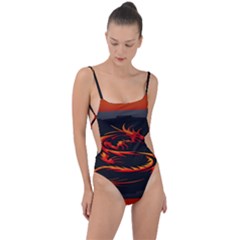 Dragon Tie Strap One Piece Swimsuit by Ket1n9