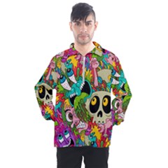 Crazy Illustrations & Funky Monster Pattern Men s Half Zip Pullover by Ket1n9