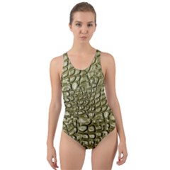 Aligator-skin Cut-out Back One Piece Swimsuit by Ket1n9