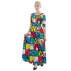 Snakes And Ladders Half Sleeves Maxi Dress by Ket1n9