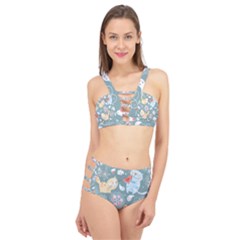 Cute Cat Background Pattern Cage Up Bikini Set by Ket1n9