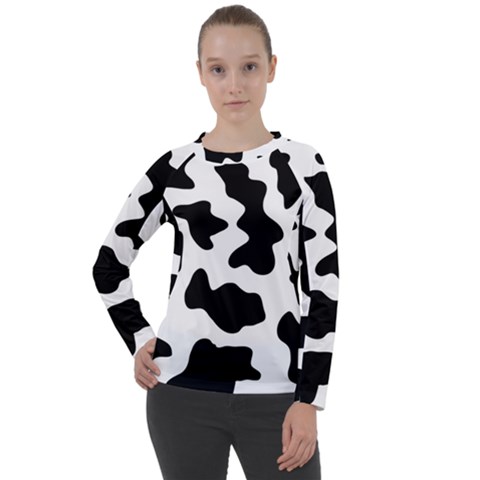 Animal-print-black-and-white-black Women s Long Sleeve Raglan T-shirt by Ket1n9