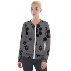 Dog-foodprint Paw Prints Seamless Background And Pattern Velvet Zip Up Jacket by Ket1n9