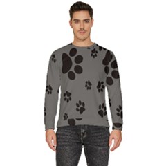 Dog-foodprint Paw Prints Seamless Background And Pattern Men s Fleece Sweatshirt by Ket1n9