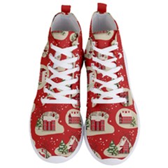 Christmas New Year Seamless Pattern Men s Lightweight High Top Sneakers