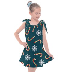 Christmas Seamless Pattern With Candies Snowflakes Kids  Tie Up Tunic Dress by Ket1n9