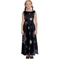 Christmas Snowflake Seamless Pattern With Tiled Falling Snow Kids  Satin Sleeveless Maxi Dress by Ket1n9