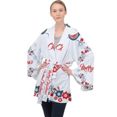 Merry-christmas-christmas-greeting Long Sleeve Velvet Kimono 