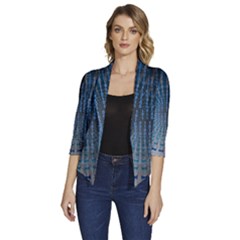 Data-computer-internet-online Women s Draped Front 3/4 Sleeve Shawl Collar Jacket