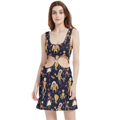 Alien Surface Pattern Velour Cutout Dress by Ket1n9