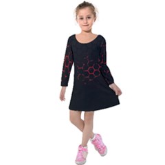 Abstract Pattern Honeycomb Kids  Long Sleeve Velvet Dress by Ket1n9