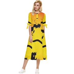 Halloween Night Terrors Bow Sleeve Chiffon Midi Dress