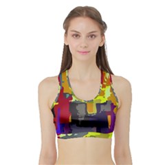 Abstract-vibrant-colour Sports Bra With Border by Ket1n9