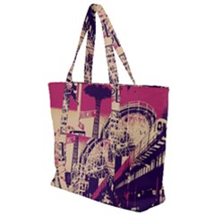 Pink City Retro Vintage Futurism Art Zip Up Canvas Bag by Ket1n9