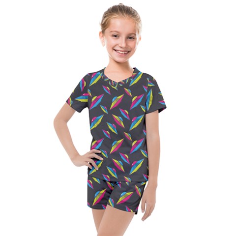 Alien Patterns Vector Graphic Kids  Mesh T-shirt And Shorts Set by Ket1n9