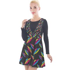 Alien Patterns Vector Graphic Plunge Pinafore Velour Dress by Ket1n9